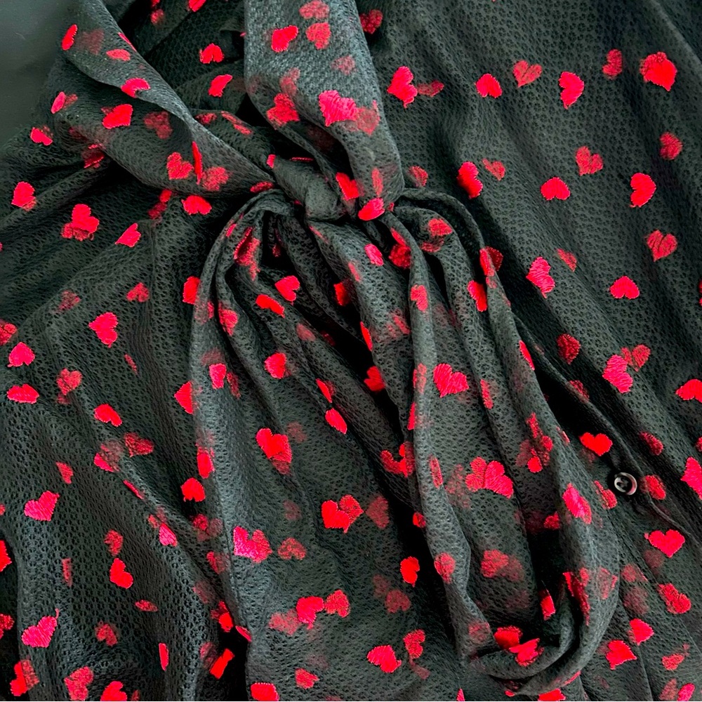 Pussycat bow heart sheer top - Picture 3 of 6